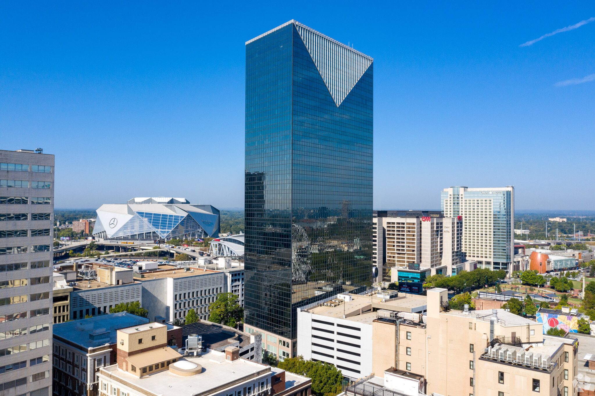 Skyscraper and the Mercedes Benz stadium