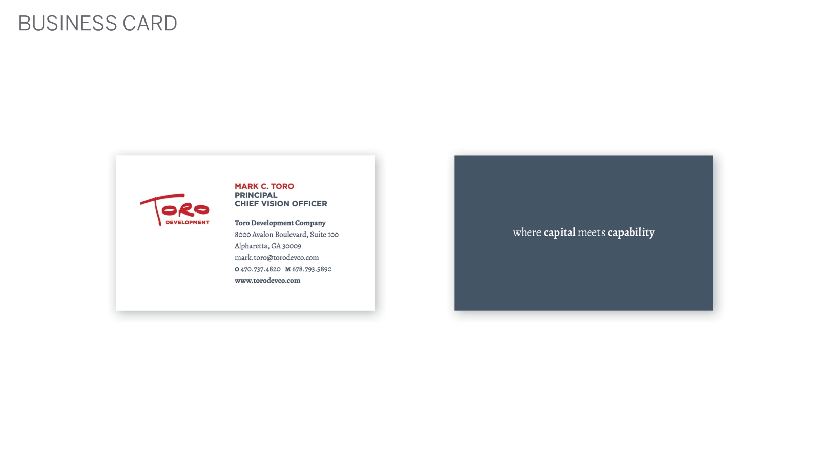 Toro business cards