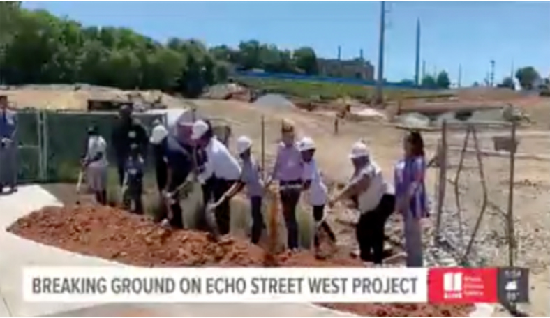 Echo street West groundbreaking with residents on the news